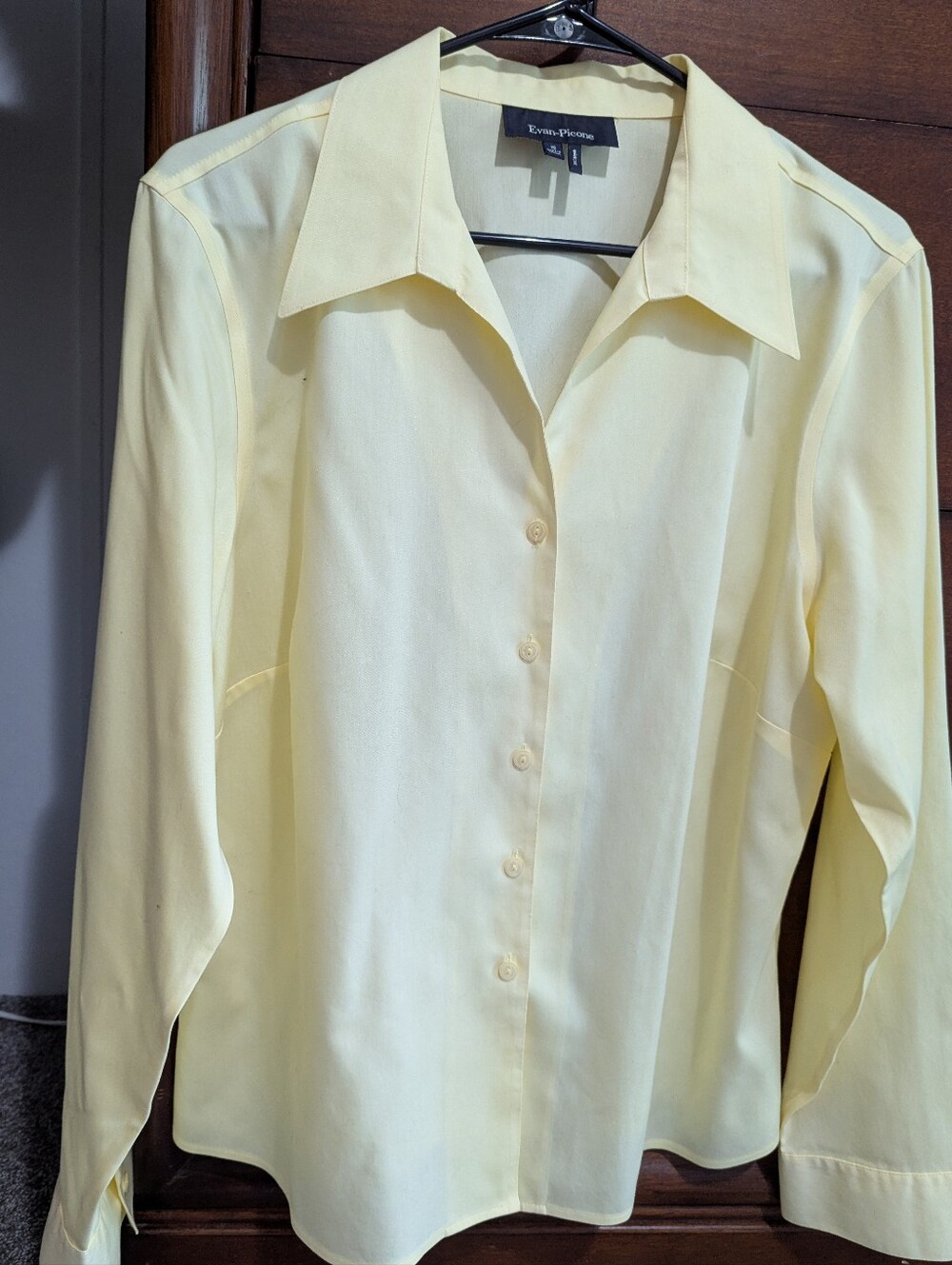 Evan Picone Soft Yellow Button-Front Women's Shirt